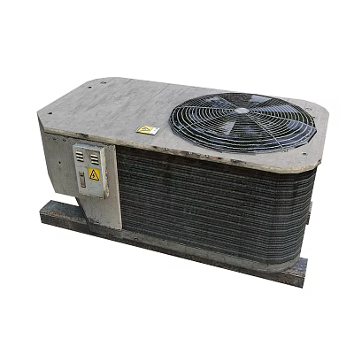 Industrial Cooling Equipment Featuring Metal Casing Top Mounted Fan Heat Sink Fins And Support Brackets 3d model
