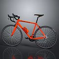 Orange Allez Sport Road Bicycle with Black Handlebars Saddle Water Bottle Cage and Reflection