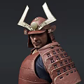 Armored Samurai Warriors With Horned Helmets Holding Swords And Weapons