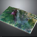 Colorful Terrain With Green Blue Purple Hues Mountainous Vegetation And Artistic Topographic Rendering