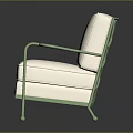 Modern Upholstered Dining Chair With Green Metal Frame And White Cushion