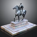 Knight Riding Horse Bronze Statue With Intricate Details On Stone Pedestal