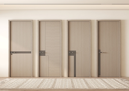 Modern swing door interior door single door solid wood door 3d model