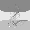 Unique Garden Ornament Featuring Spiral White Staircase Enclosed By Transparent Net Structure