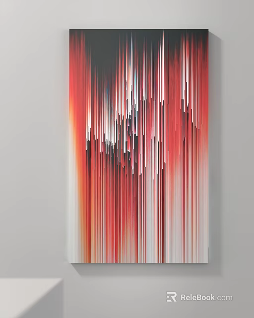 Abstract Red White Vertical Line Painting With Gradient Effect And Contemporary Design 3d model