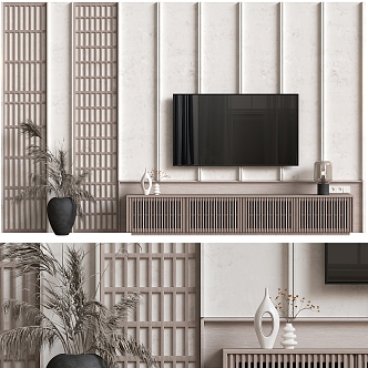 TV background wall TV cabinet 3d model