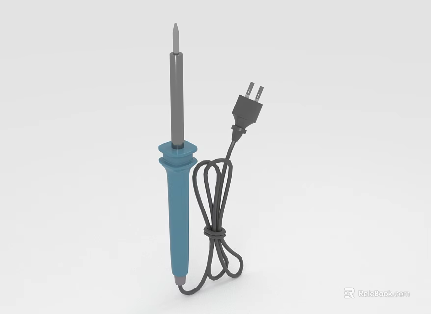 Hardware Tool Electric Soldering Iron With Blue Handle Power Plug And Cable 3d model 