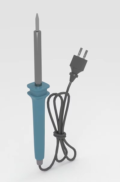 Hardware Tool Electric Soldering Iron With Blue Handle Power Plug And Cable 3d model