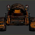 Rustic Off Road Buggy With Orange Black Tires And Metal Frame Structure 3d model