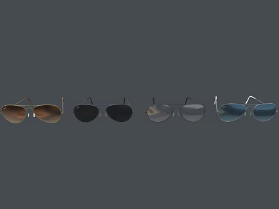 Stylish Aviator Sunglasses With Brown Black Gray Blue Frames And Lenses 3d model
