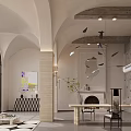 Loft Living Room Interior With Arched Ceilings Large Windows And Modern Decor