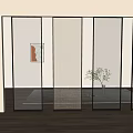 Modern Interior Room Partition With Glass And Fabric Panel Design