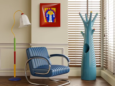 Modern Bauhaus Lounge Chair Single Sofa Single Chair Floor Lamp 3d model