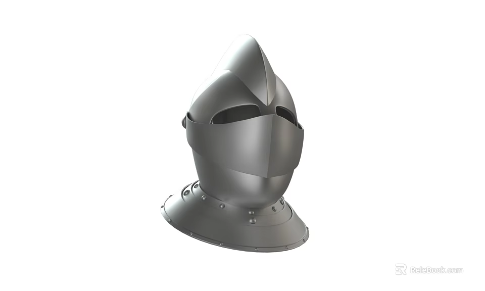 Medieval Metal Helmet With Face Guard And Neck Protection Armor Details 3d model 
