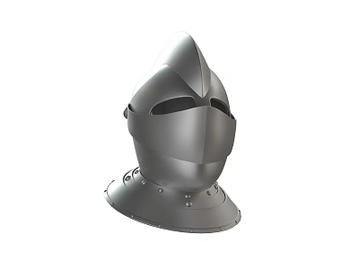 Medieval Metal Helmet With Face Guard And Neck Protection Armor Details 3d model
