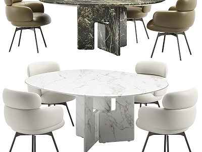 Minotti Dining Table and Chair Combination Dining Table Dining Chair Single Chair Tableware Ornaments model