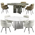 Minotti Dining Table and Chair Combination Dining Table Dining Chair Single Chair Tableware Ornaments 3d model