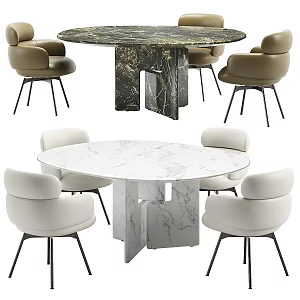 Minotti Dining Table and Chair Combination Dining Table Dining Chair Single Chair Tableware Ornaments 3d model