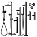 Modern Black Shower System With Rain Head Handheld Sprayer And Faucet Components 3d model
