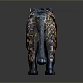 Decorative Leopard Figurine Furniture With Blue Orange Leopard Print Pattern Design