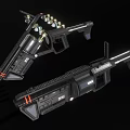 Futuristic Black Guns With Metallic Structure LED Lights Sleek Design And Ammunition