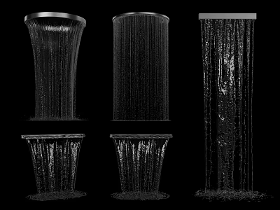 Decorative Garden Water Features With Black Columnar Designs And Flowing Water Effects 3d model