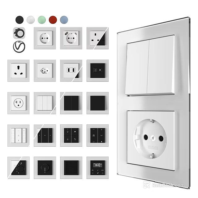 Modern Electrical Power Sockets And Switch Panels With Sleek White Black Design 3d model 