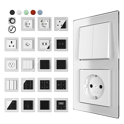 Modern Electrical Power Sockets And Switch Panels With Sleek White Black Design 3d model
