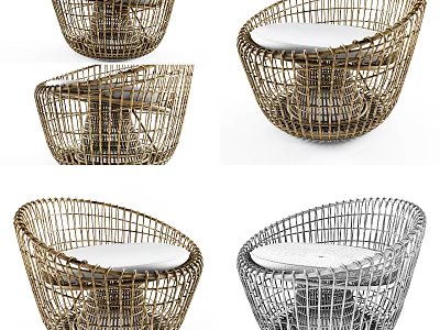 Stylish Rattan Single Sofa Chair With Comfortable Cushion And Modern Design 3d model