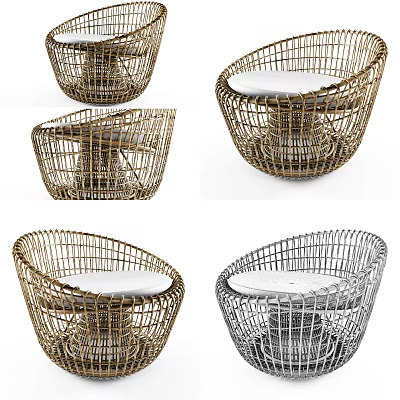 Stylish Rattan Single Sofa Chair With Comfortable Cushion And Modern Design 3d model