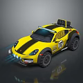 Yellow and Black Off Road Car With Number 17 Roof Equipment And Blue Front Lights