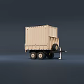 Functional Transport Vehicle With Enclosed Cargo Container And Multiple Wheels 3d model