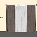 Double Layer Curtains With Dark Brown Outer And White Sheer Inner Layers And Decorative Rod
