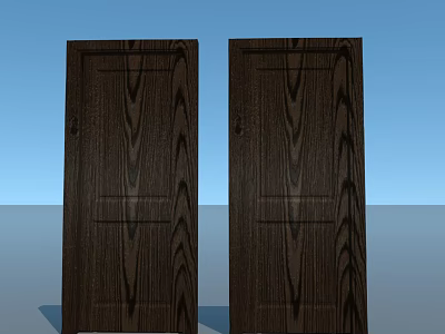 Classic Dark Brown Wooden Hinged Doors With Natural Wood Grain Texture 3d model