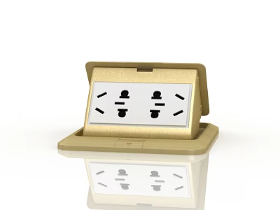 Golden Pop Up Electrical Socket With Dual Outlets For Home Office Use 3d model