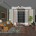 Cozy Living Room Interior Design With Orange Sofa Armchair Coffee Table TV And Chandelier Decor