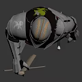 Standing Armored Knight Character Wearing Steel Armor Holding Long Sword in Gray Background