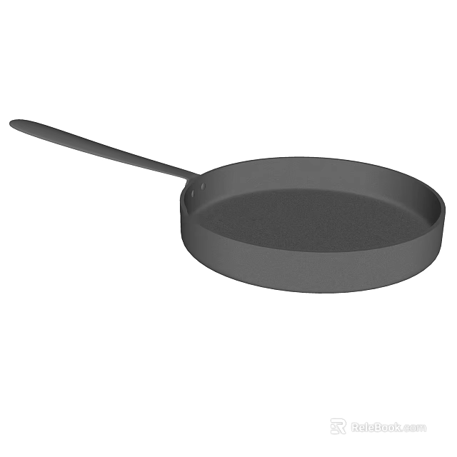 Black Non Stick Frying Pan With Long Handle For Home Kitchen Cookware 3d model 