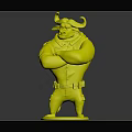 Police Bull Character in Blue Uniform with Arms Crossed and Badge
