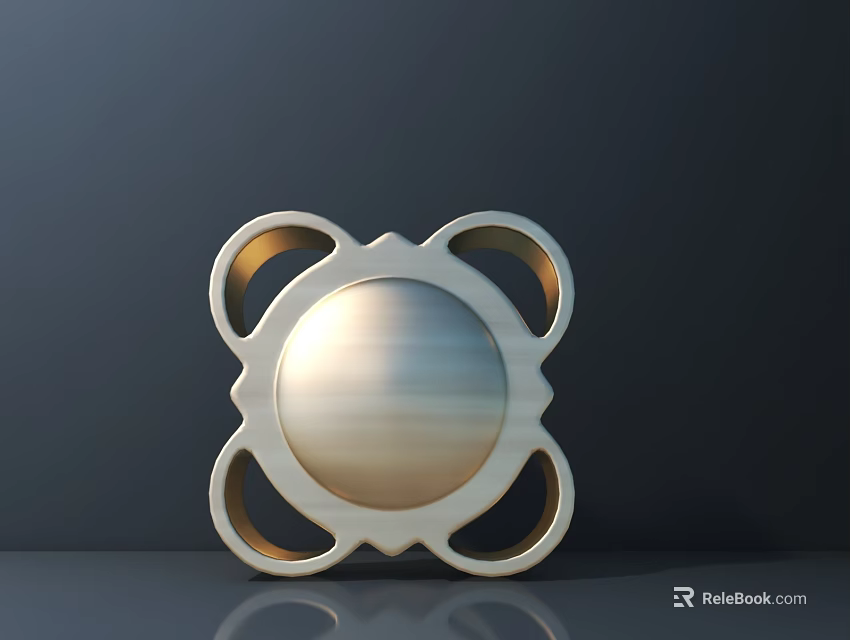 Commercial Equipment Featuring Metallic Square Design Circular Reflective Surface And Four Ring Structures 3d model 