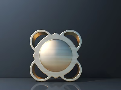 Commercial Equipment Featuring Metallic Square Design Circular Reflective Surface And Four Ring Structures 3d model