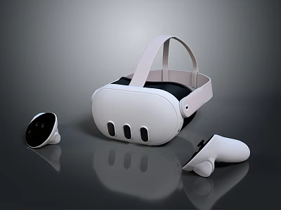 Modern White VR Headset Electronic Device With Controllers And Sleek Design 3d model