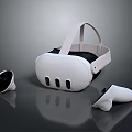 Modern White VR Headset Electronic Device With Controllers And Sleek Design 3d model