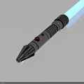 Futuristic Light Saber Weapon with Silver Hilt Red Button and Blue Laser Blade