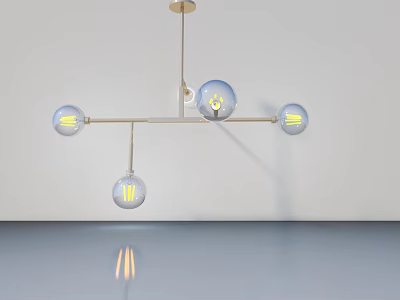 Modern Style Chandelier With Five Glass Bulbs And Metal Bracket Ceiling Installation 3d model
