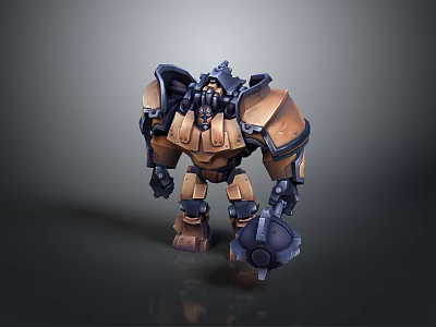 Smart Mechanical Robot in Standing Pose with Sci Fi Design and Armored Structure 3d model