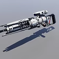 Futuristic Sci Fi Weapon With Detailed Mechanical Structure And Blue Scope 3d model
