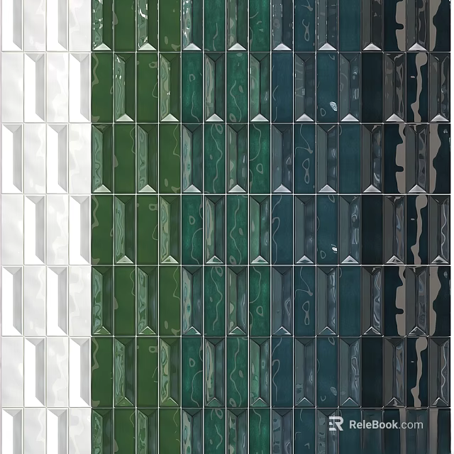 Architectural Decorative Components With Color Gradient Square Arrangement From White To Dark Green And Black 3d model 