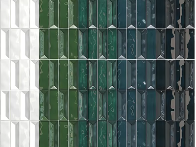 Architectural Decorative Components With Color Gradient Square Arrangement From White To Dark Green And Black 3d model