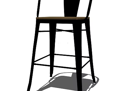 Sleek Modern Bar Stool Featuring Metal Frame Dark Seat And Footrest 3d model